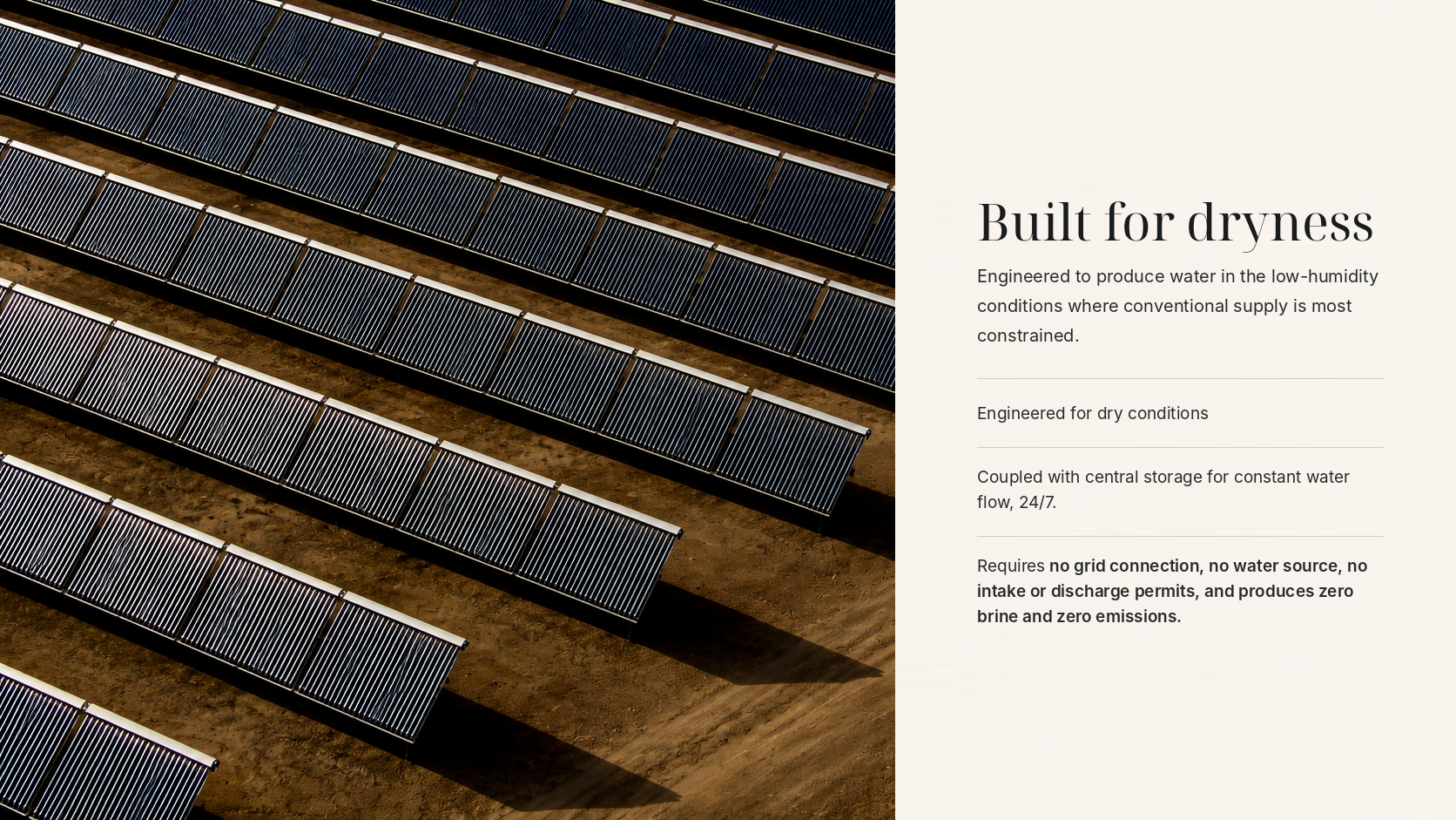 Built for dryness: Drip.ai water panels engineered for dry conditions.